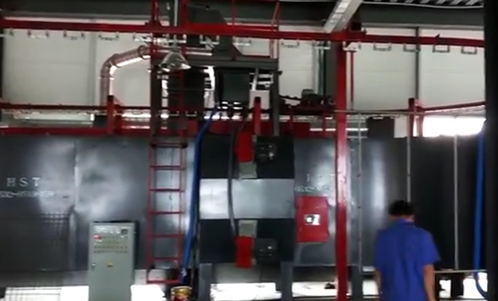 2017年發往大連的381懸鏈拋丸機安裝調試完畢